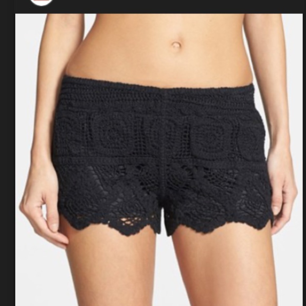 Surf Gypsy Black High Waist Crochet Shorts